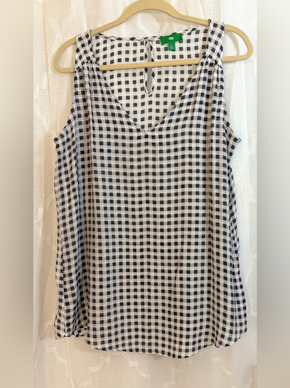 dip Gingham Sleeveless Blouse Black and White |  Size M